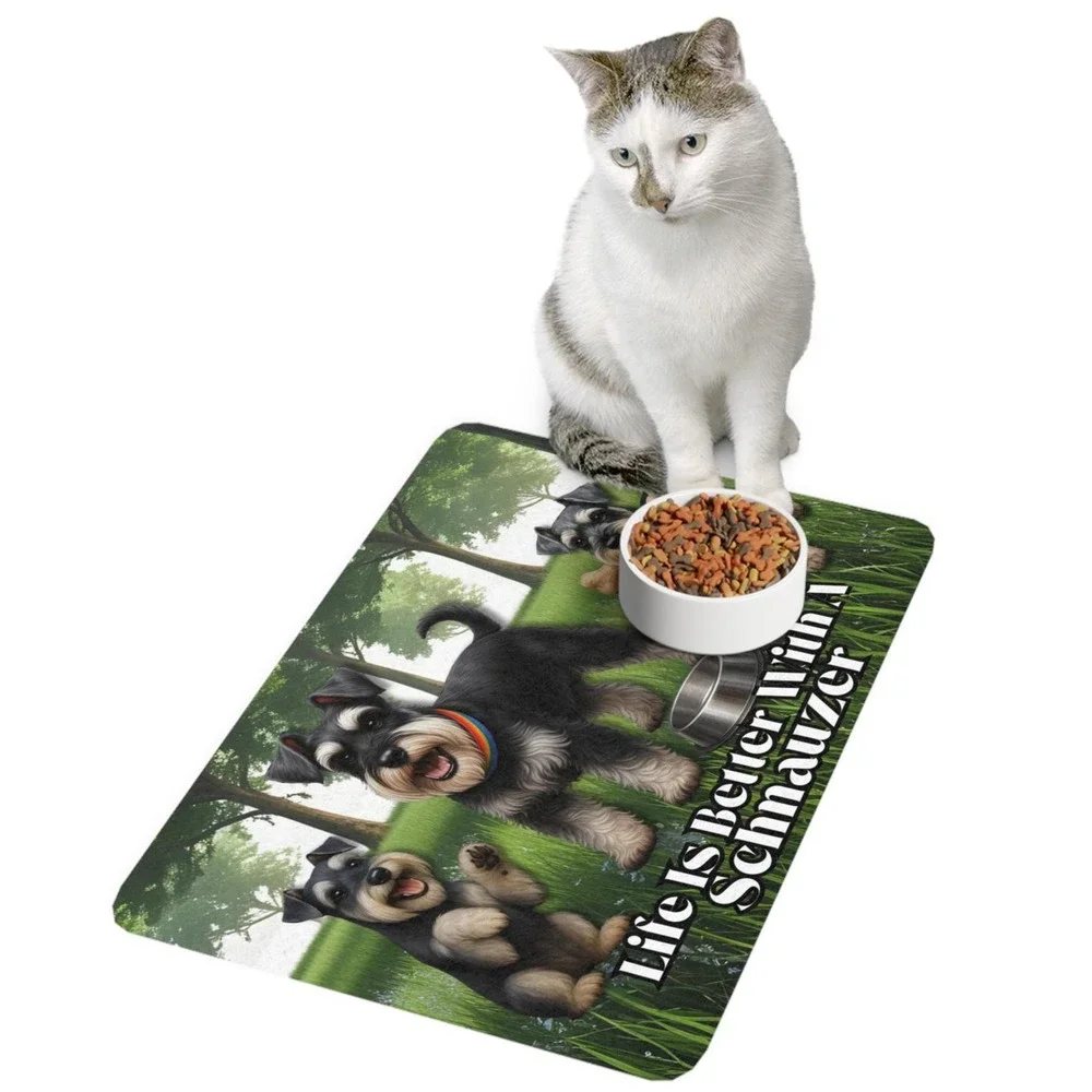 SCHNAUZER "Life Is Better With A" Dog Feeding Mat Puppy Cute Pet Decor